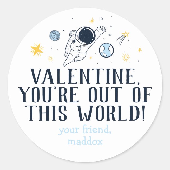 Out of This World Valentine Sticker (Front)