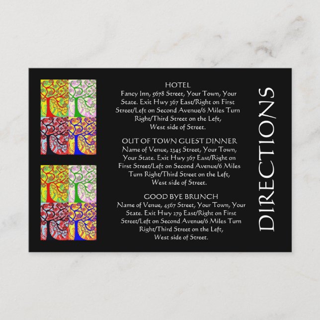 'Out Of Town Guest DIRECTIONS' Card (small rec) (Front)