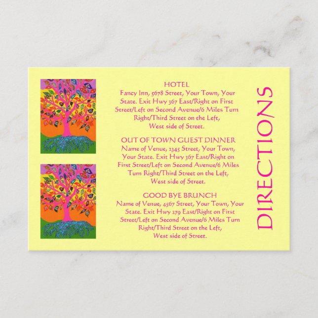 'Out Of Town Guest DIRECTIONS' Card (small rec) (Front)
