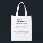 Out Of Town Guests Welcome To Wedding Gift Bag<br><div class="desc">This beautiful welcome bag,  placed in your guest’s accommodation,  is a nice way to thank your out of town guests for the travel they needed to do to get to your wedding. Matching stationery and party supplies available.</div>