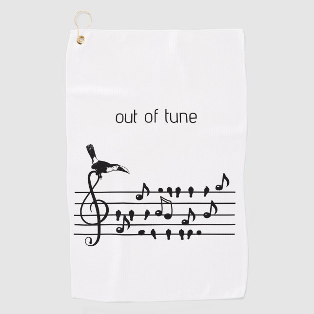 Out of Tune, toucan joining songbirds customisable Golf Towel (Front)