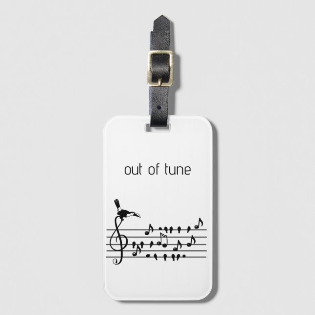Out of Tune, toucan joining songbirds   Luggage Tag (Front Vertical)