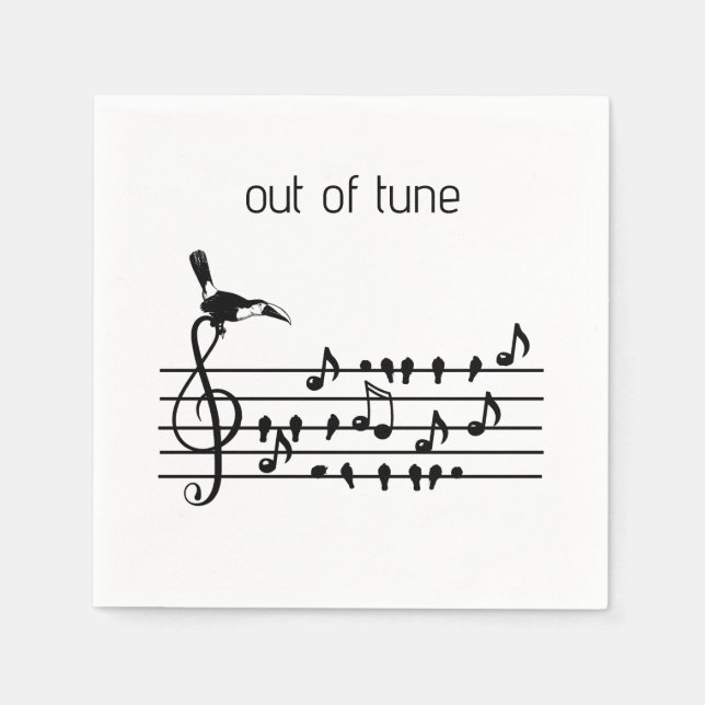 Out of Tune, toucan joining songbirds   Napkin (Front)