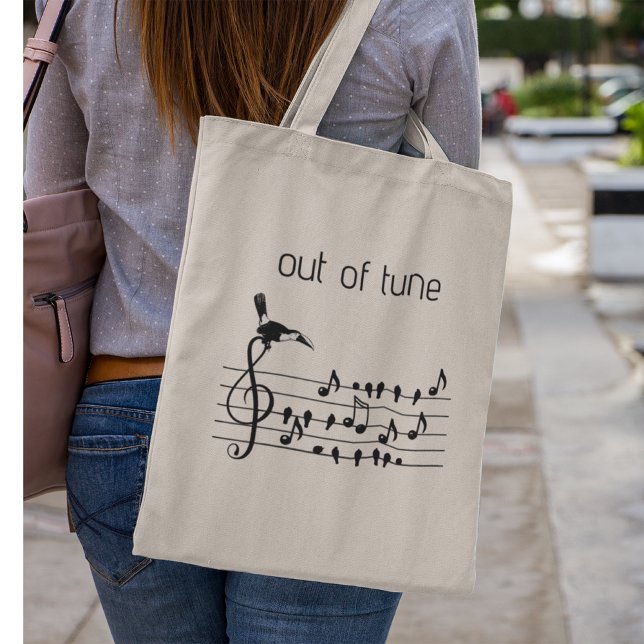 Out of Tune, toucan joining songbirds Tote Bag (Creator Uploaded)