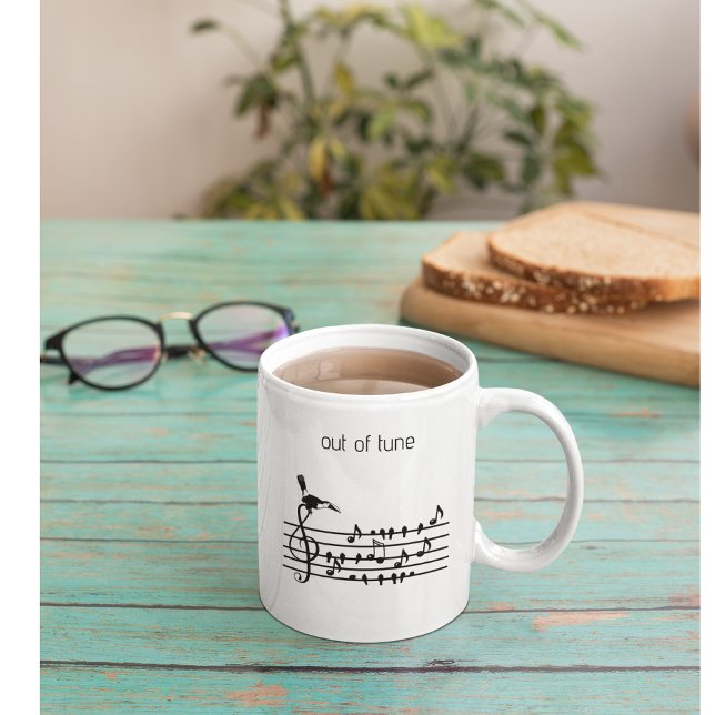 Out of Tune, toucan joining songbirds   Two-Tone Coffee Mug (Creator Uploaded)