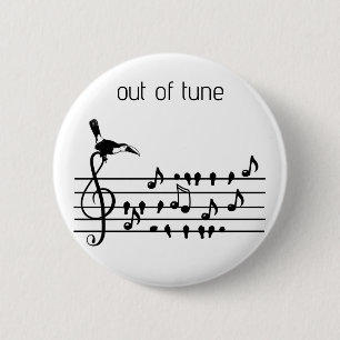 Out of Tune, Toucan & Songbirds Musical Staff 6 Cm Round Badge