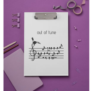 Out of Tune, Toucan & Songbirds Musical Staff Clipboard