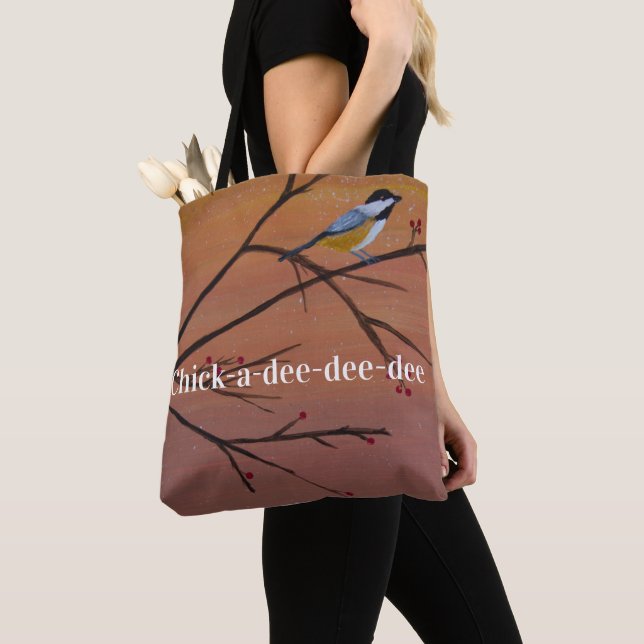 Out on a Limb Chick-a-dee-dee-dee Tote Bag (Close Up)