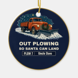 Out Ploughing So Santa Can Land Snow Plough Truck Ceramic Tree Decoration