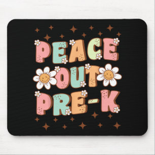 Out Pre-k Cute Groovy Last Day Of Preschool Gradua Mouse Mat