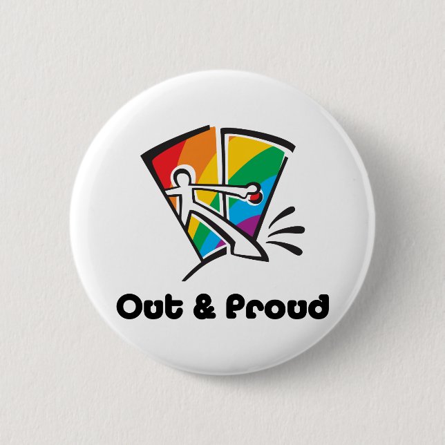 Out & Proud 6 Cm Round Badge (Front)