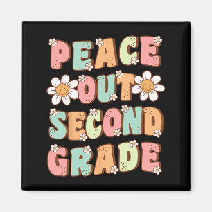 Out Second Grade Cute Groovy Last Day Of 2nd Grade Magnet
