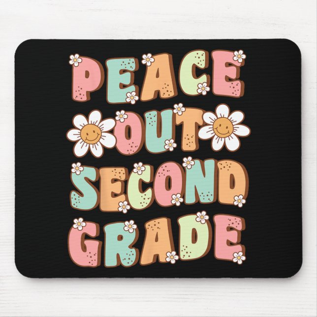 Out Second Grade Cute Groovy Last Day Of 2nd Grade Mouse Mat (Front)