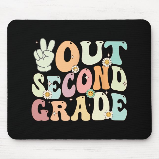 Out Second Grade Retro Groovy Last Day Of School 2 Mouse Mat (Front)