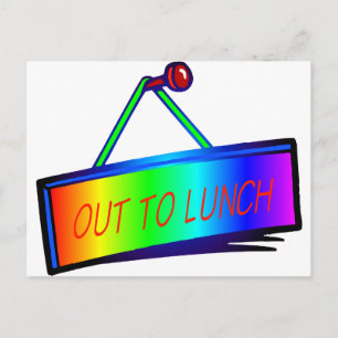 Out to lunch sign theme postcard