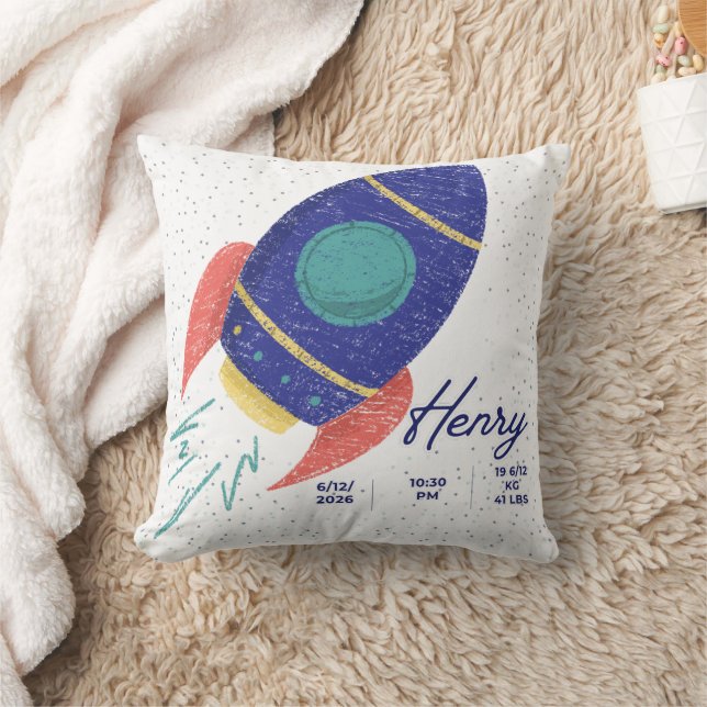 Out to space Rocket Baby Customizable Cushion (Blanket)
