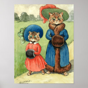 Out with Auntie by Louis Wain Poster