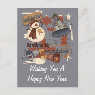 Out with the old Bring in the new Holiday Postcard
