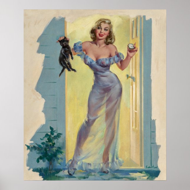 Out You Go Me and Cat Pinup Poster (Front)