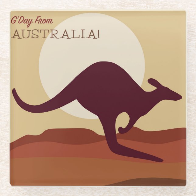 Outback kangaroo glass coaster (Front)