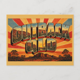 Outback Queensland Australia Red Dirt Vintage Art Postcard