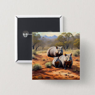 Outback Trio: Wombat Wanderers, 15 Cm Square Badge