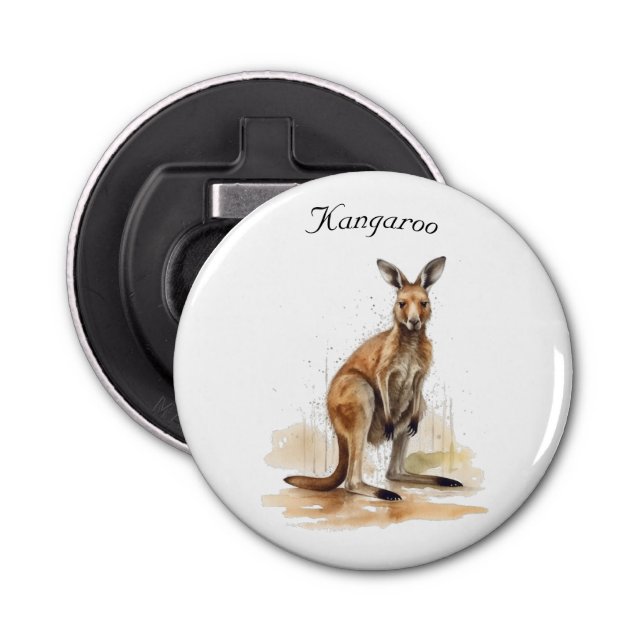Outback Wanderer: Watercolor Kangaroo custom Bottle Opener (Front)