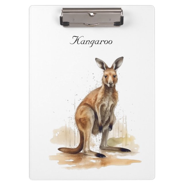 Outback Wanderer: Watercolor Kangaroo custom Clipboard (Front)