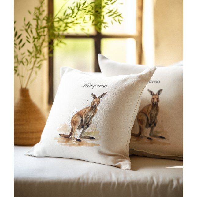 Outback Wanderer: Watercolor Kangaroo custom Cushion (Creator Uploaded)