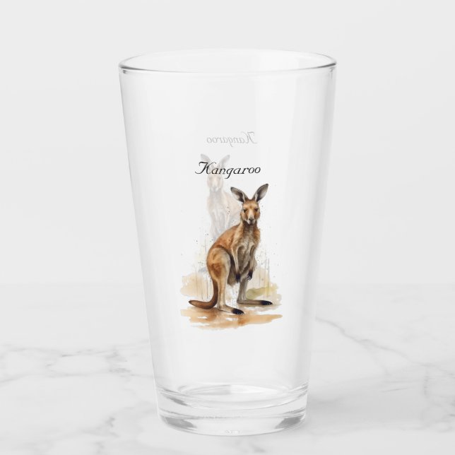 Outback Wanderer: Watercolor Kangaroo custom Glass (Front)