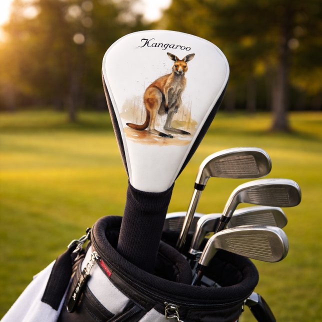 Outback Wanderer: Watercolor Kangaroo custom Golf Head Cover (Creator Uploaded)