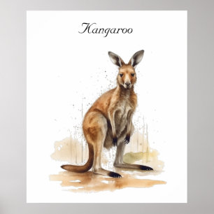 Outback Wanderer: Watercolor Kangaroo custom Poster