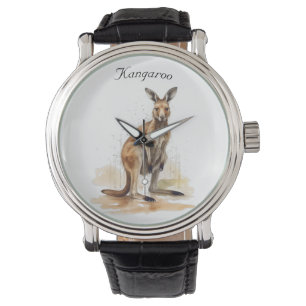 Outback Wanderer: Watercolor Kangaroo custom Watch
