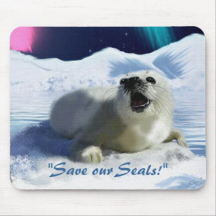"OUTCRY" Harp Seal Anti Seal-Hunt Mouse Pad