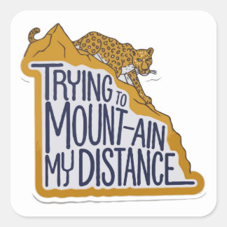 Outddor Adventurous Leopard over a Mountain Pun Square Sticker