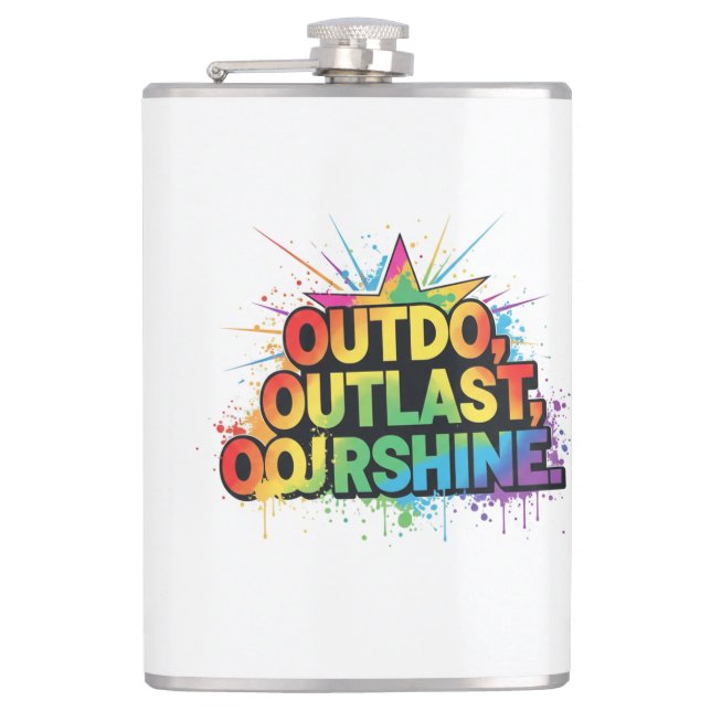 Outdo, Outlast, Outshine – Champion Mindset Tee Hip Flask (Front)