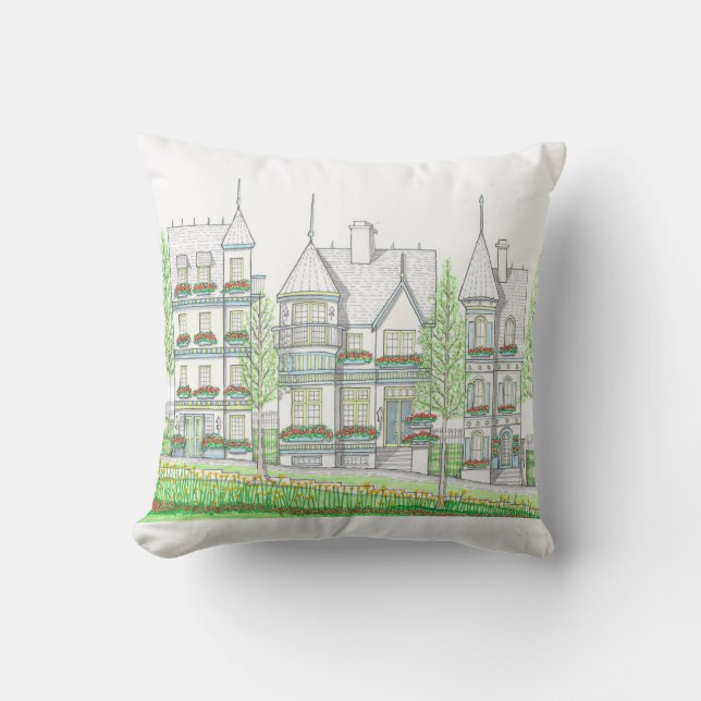 Outdoor 16x16 Victorian Homes Pillow (Front)