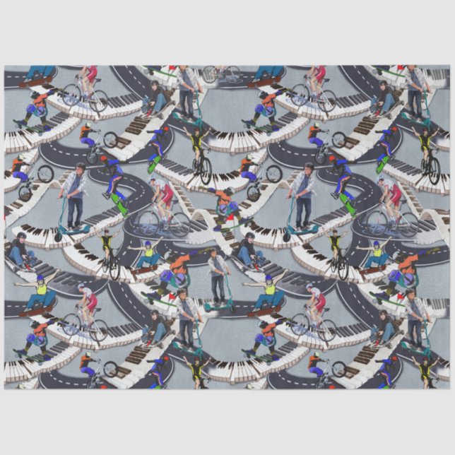Outdoor action activities on skateboards tissue paper (Front)