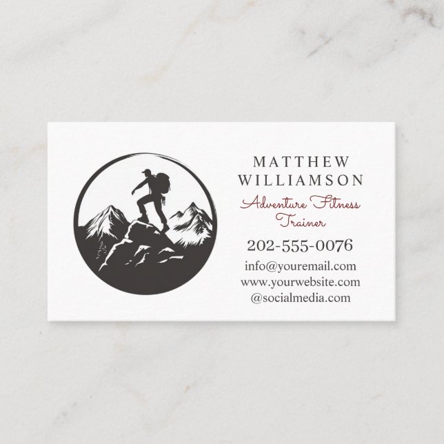Outdoor Adventure Fitness Trainer Business Card (Front)