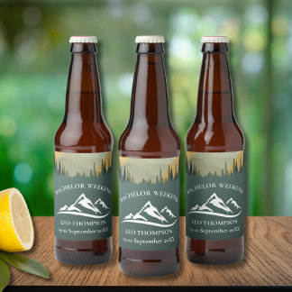 Outdoor Adventure Mountain Bachelor Weekend Beer Bottle Label