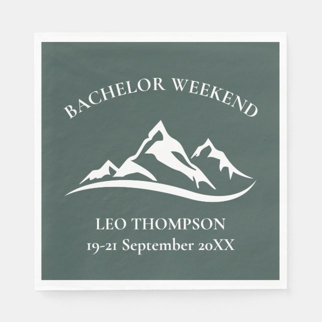 Outdoor Adventure Mountain Bachelor Weekend Napkin (Front)