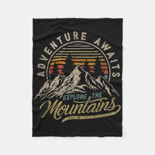 Outdoor Adventure Retro Vintage Camping Hiking Mou Fleece Blanket