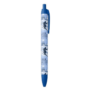 Outdoor Adventure snowboarding Winter Blue Ink Pen
