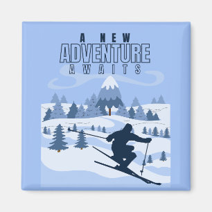 Outdoor Adventure snowboarding Winter Magnet