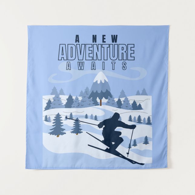  Outdoor Adventure snowboarding Winter  Tapestry (Front)