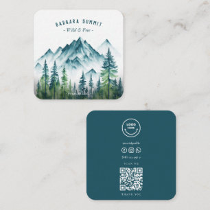 Outdoor Adventure Travel Guide Mountain Pine Square Business Card