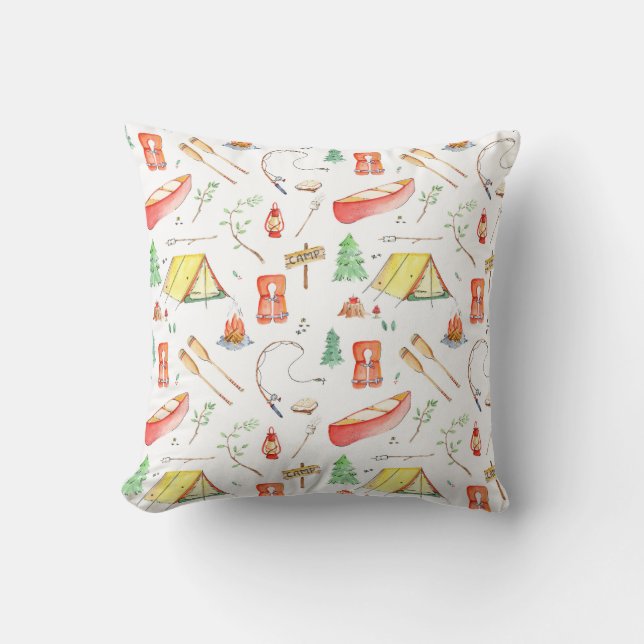 Outdoor Adventure Watercolor Cushion (Front)