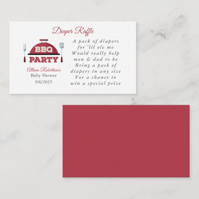 Outdoor BBQ Baby Shower Diaper Raffle  Enclosure C (Front/Back)