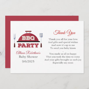 Outdoor BBQ Baby Shower Thank You Card 