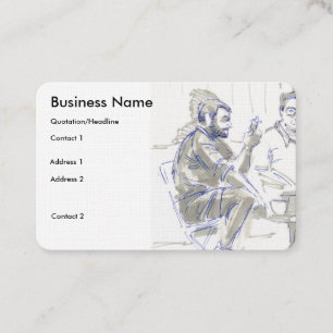 Outdoor Cafe Drawing Business Cards
